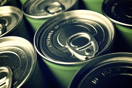 Closeup of a group of aluminium cans.の写真素材