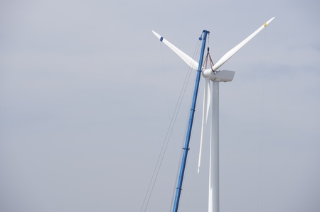 Assembling a windmill, Zaragoza Province, Aragon, Spain.の写真素材