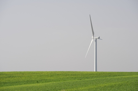Windmill for electric power production, Zaragoza province, Aragon, Spain