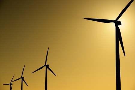 Windmills for electric power production, La Muela, Zaragoza Province, Aragon, Spain.の写真素材