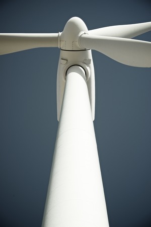 Windmill for electric power production, Pozuelo de Aragon, Zaragoza Province, Aragon, Spain.の写真素材