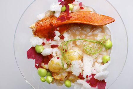 Rice with lobster served in a crystal goblet.の写真素材