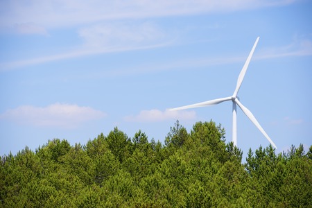 Windmill for electric power production, Burgos Province, Castilla Leon, Spain.の写真素材