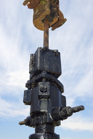 Oil well in Ayoluengo de la Lora, Burgo Province, Castilla Leon, Spain.の写真素材
