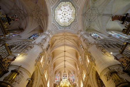 nterior view of the dome in Burgos Cathedral, Burgos, Castilla Leon, Spain.のeditorial素材