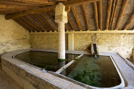 Old washing place in Cuevas de Canart village, Teruel, Spain.の写真素材