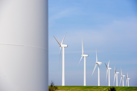 Windmills for electric power production, Pozuelo de Aragon, Zaragoza, Aragon, Spain.