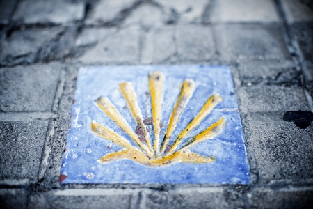 Santiago shell close up in Jaca, Huesca, Aragon, Spain.の写真素材