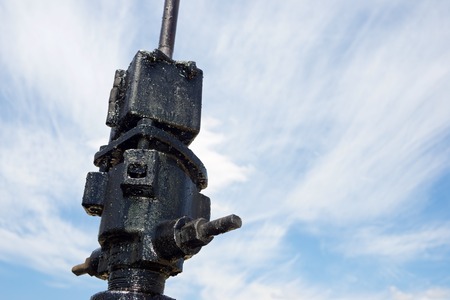 Oil well in Ayoluengo de la Lora, Burgo Province, Castilla Leon, Spain.の写真素材