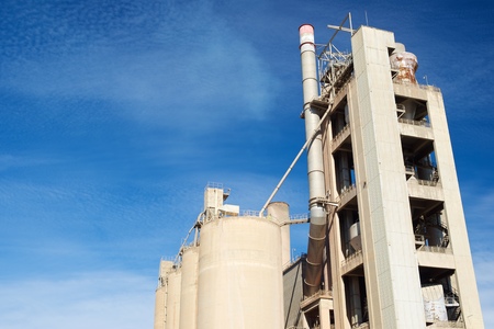 Exterior view of a cement factory, Morata de Jalon, Zaragoza province, Aragon, Spain.の写真素材