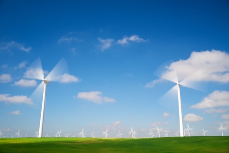 Windmills for electric power production, Zaragoza province, Aragon, Spain.の写真素材
