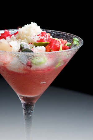 Cup gazpacho with cherries.の写真素材
