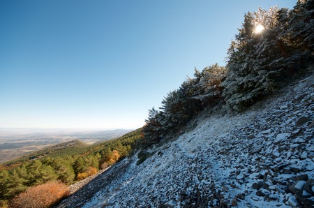 Sunrise in Natural Park of Moncayo, Zaragoza, Aragon, Spain.の写真素材