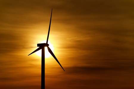 Windmill for electric power production, Pozuelo de Aragon, Zaragoza Province, Aragon, Spain.の写真素材