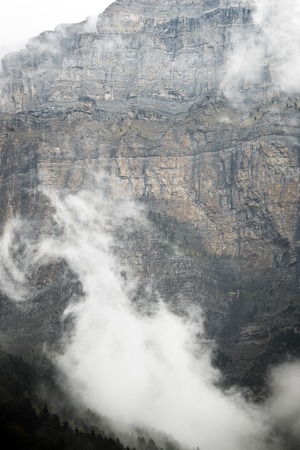 Rocky wall in the Pyrenees, Ordesa Valley National Park, Aragon, Huesca, Spain.の写真素材