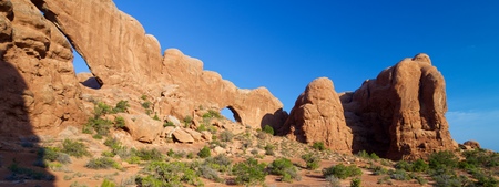 Rock formations in Arches National Park, Utah, United Statesの写真素材