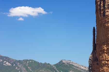 Puro and Pison hills in Riglos, Huesca, Spain.の写真素材