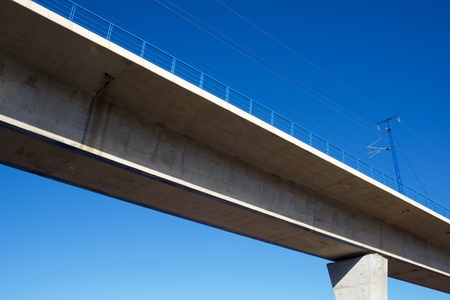 view of a high-speed viaduct in Sagides, Soria, Castilla Leon, Spain. AVE Madrid Barcelona.