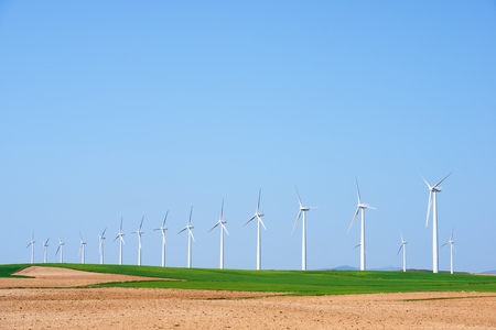 Windmills for electric power production, Zaragoza province, Aragon, Spain