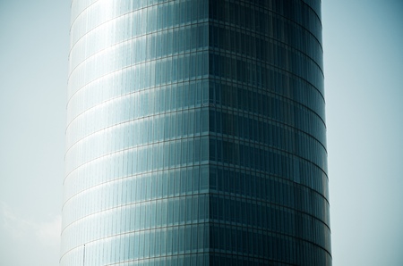 forefront of the glass facade of a skyscraperの写真素材