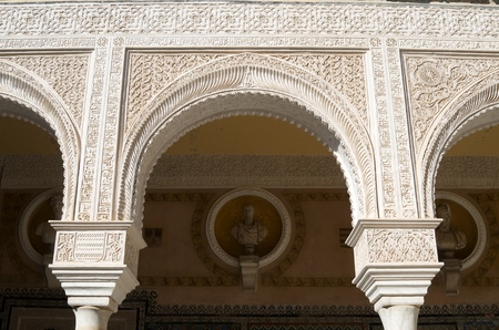 Courtyard in the palace of Pilatos, Seville, Andalucia, Spainの写真素材