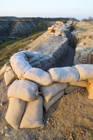 Orwell  trench used in the Spanish civil war, Saragossa, Aragon, Spain.の写真素材