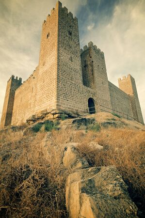 Castle in Sadaba with beauty sky in Saragossa, Aragon, Spainのeditorial素材