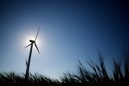 Windmill for electric power production, Zaragoza Province, Aragon, Spainの写真素材