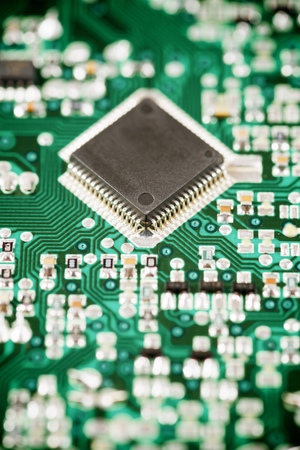 Chip close up on a integrated circuit.