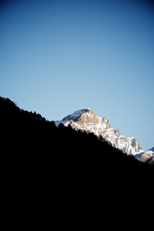 Snowy Peak, Tendenera Mountains, in Tena Valley, Panticosa, Aragon, Huesca, Spain.の写真素材