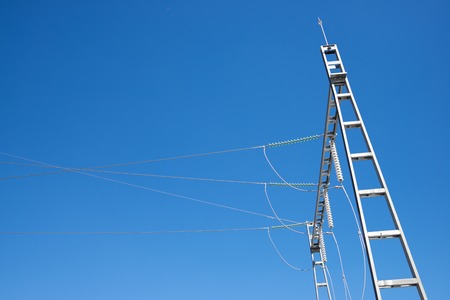 Closeup of an electrical substation, Zaragoza Province, Aragon, Spain.の写真素材