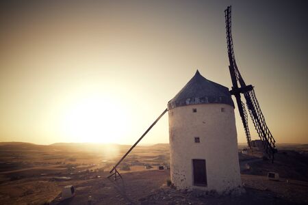 Windmill in Consuegra, Toledo Province, Castilla La Mancha, Spain.の写真素材