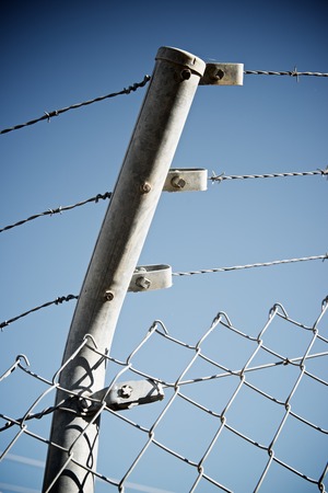 Barbed wire fence view in Spain.の写真素材