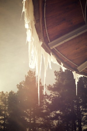 Icicles Canfranc Valley, Pyrenees, Huesca Province, Aragon, Spain.