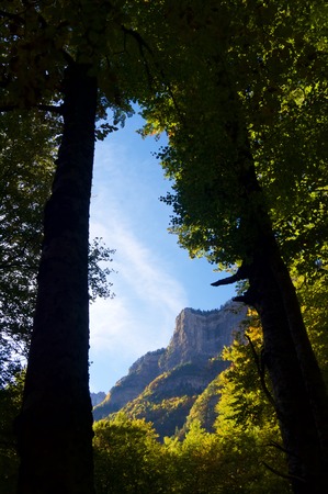 Mountains in Ordesa national par, Pyrenees, Huesca, Aragon, Spain.の写真素材