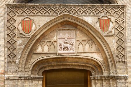 closeup of a bas-relief in the chapel of St. Martin's palace Aljaferia, Zaragoza, Spain.の写真素材