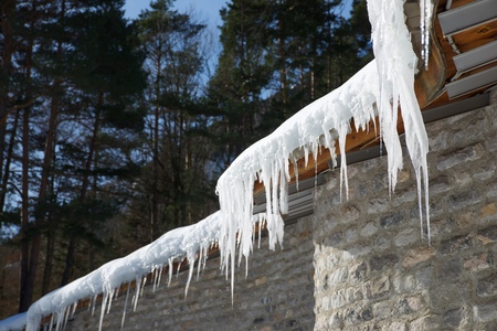 Icicles Canfranc Valley, Pyrenees, Huesca Province, Aragon, Spain.の写真素材