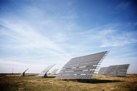 Photovoltaic panels for renewable electric production, Zaragoza province, Aragon, Spain.
