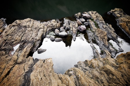 rocks on the banks of Noguera Ribagorzana river, Huesca Province, Aragon in Spain.の写真素材