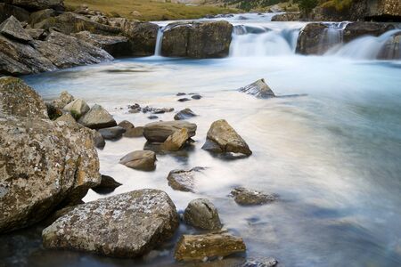 Waterfall in Ordesa National Park, Pyrenees, Huesca Province, Aragon, Spain.の写真素材
