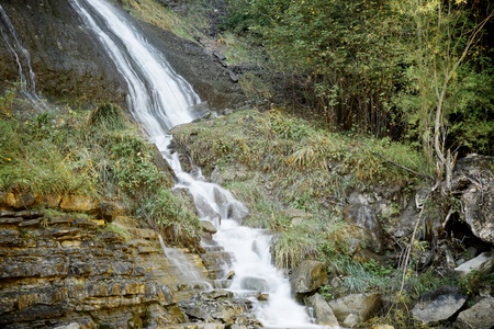 Sorrosal Waterfall in Broto, Pyrenees, Huesca Province, Aragon, Spain.の写真素材