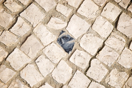 Floor of a street with stone tiles.の写真素材