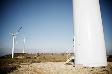 Windmills for electric power production, Huesca province, Aragon, Spain