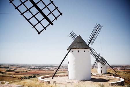 Windmills in Alcazar de San Juan, Ciudad Real Province, Castilla La Mancha, Spain.の写真素材