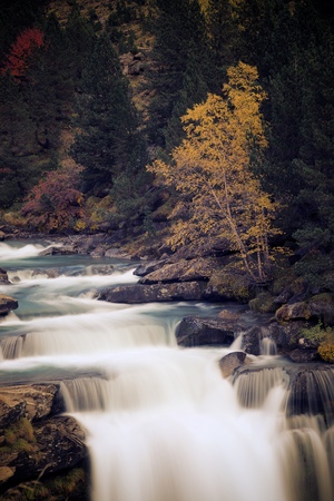 Waterfall in Ordesa National Park, Pyrenees, Huesca Province, Aragon, Spain.の写真素材