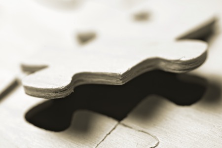 Close up of the pieces of a puzzle.