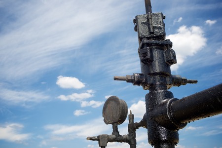 Oil well in Ayoluengo de la Lora, Burgo Province, Castilla Leon, Spain.の写真素材