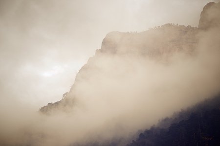 Rocky wall in the Pyrenees, Ordesa Valley National Park, Aragon, Huesca, Spain.