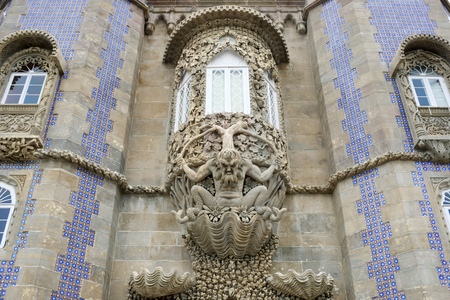 Stone carved under a window in Pena Palace, Sintra, Portugal.のeditorial素材
