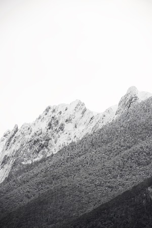 Snowy peak in Aspe Valley, France.